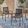 VYNXARIA Acacia Wood and Mesh Outdoor Dining Chairs ,Set of 2,Stylish Gray Mesh Seating with Teak Finish,Durable and Comfortable for Al Fresco Dining - 3 of 4