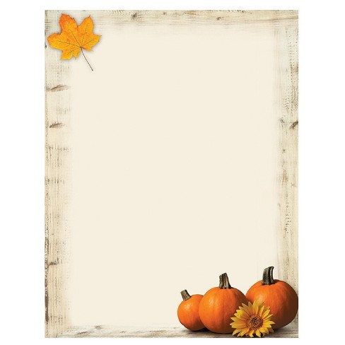 80ct Pumpkin White Sunflower Letterhead : Target