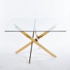 Glass Top Dining Table with Cross Metal Legs, Round/Square Kitchen Table for 4-6 - ModernLuxe - 4 of 4