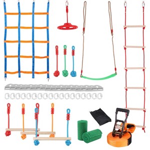VEVOR Ninja Warrior Obstacle Course for Kids, 2 x 50 ft Weatherproof Slacklines, 500lbs Weight Capacity Monkey Line, Outdoor Playset Equipment - 1 of 4