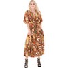 LA LEELA Women's House Daily Routine Evening Wear Holiday Casual Loungewear Loose Slit Dress Caftan Long Boho Night Shirts 2X-3X Multicolored, Floral - 4 of 4