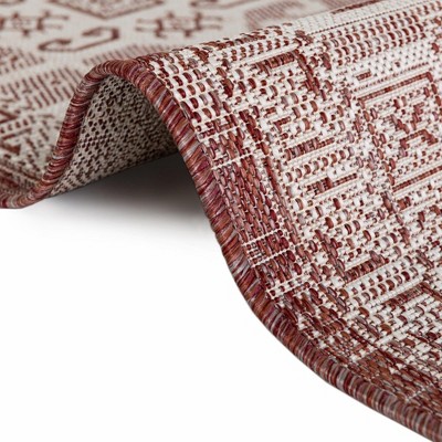 Rust Red Synthetic Medallion Outdoor Rectangular Rug 4' x 6'