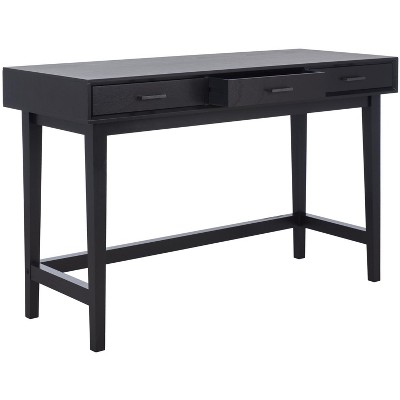 Black Mid-Century Modern Wood Desk with 3 Drawers