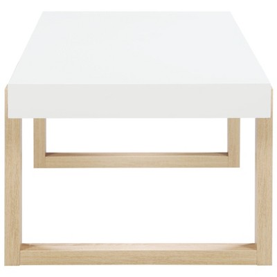 Pala 47'' White High Gloss and Natural Wood Coffee Table
