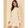 Allegra K Women's Elegant Ruffle Crew Neck Formal Elegant Mini Floral Lace Dress - 4 of 4