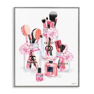 Stupell Industries Glam Fashion Cosmetic Accessories in Jars Black Framed Giclee Art - 1 of 4