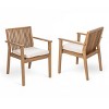 Outdoor Dining Chairs Set of 2,Acacia Wood Patio Chairs with Waterproof Cushions,Slatted Backrest Dining Chairs for Garden-Coolbibila - 3 of 4