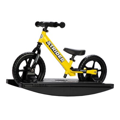 Strider 12” Sport Bike + Rocking Base - Helps Teach Baby How to Ride a Balance Bicycle - for Kids 6 Months to 4 Years - Easy Assembly & Adjustments