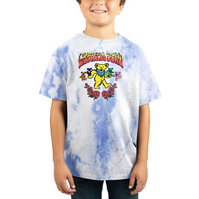 Grateful Dead Rock Band Youth Boys Blue Tie Dye Graphic Tee-XS