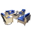 XIZZI 8PCS Furniture Set, Modular Sectional Sofa with Swivel Rocking Chairs and Side Table, Outside Coversation Set with Solar Coffee Table - 2 of 4