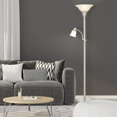silver floor reading lamp