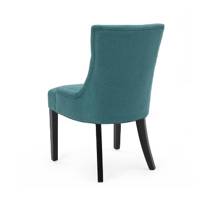 Elegant Dark Teal Upholstered Side Chair with Diamond Tufted Backrest