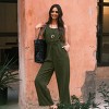 Women's Olive Sleeveless Scoop Neck Straight Leg Jumpsuit - Cupshe - image 4 of 4