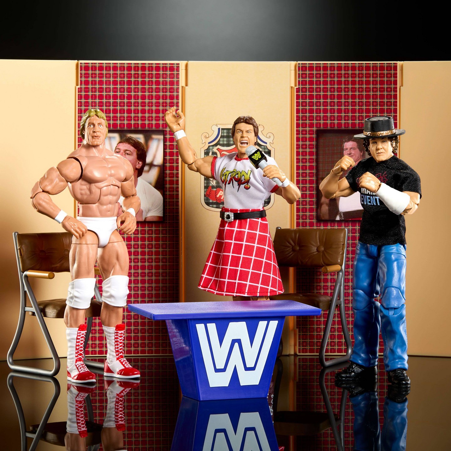Детские фигурки WWE Elite Collection Piper's Pit Interview Action Figure Set - 3pk — фото 2