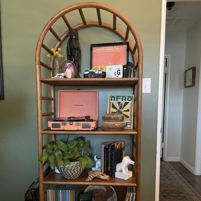 72" Holladay Curved Wooden Bookcase Natural - Threshold™ Designed With