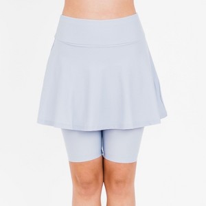 Calypsa Women's Flared Mid-Thigh Swim Skirt With Bike Shorts - 1 of 4