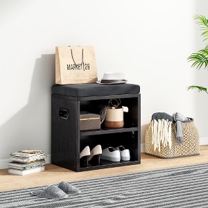 ACEPANO 15 in. W Compact Shoe Cabinet with Seat & Storage for Entryway-Black - 1 of 4