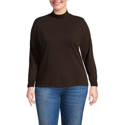 Lands' End Women's Relaxed Cotton Long Sleeve Mock Turtleneck