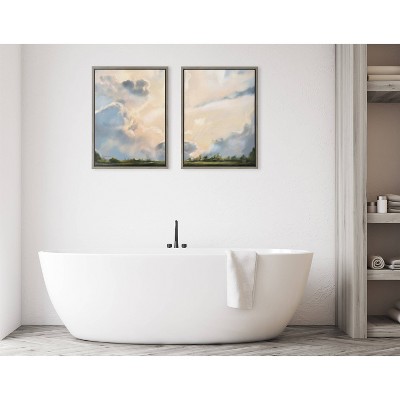 Sylvie Clouds Framed Canvas Set in Gray and Beige