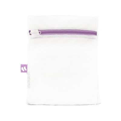 White Mesh Laundry Wash Bags with Colored Zippers, Set of 3