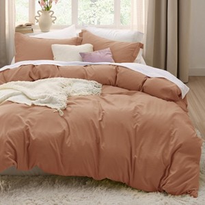 Duvet Cover Set 3pcs Prewashed Fabric Queen Size Bright White - Bedsure - 1 of 4