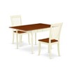 East West Furniture 3 Pc Kitchen Table set - Robust Two 9-Inch Drop Down Leaves Solid Wood Dinette Table & 2 Wooden Seat Dining Chairs,  White - 2 of 4