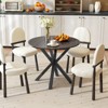 Tangkula 36" Round Farmhouse Dining Table for 4 w/Stable Intersecting Pedestal Base Black - 3 of 4