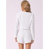INSPIRE CHIC Women's Hollow Out Long Sleeve Tops with Shorts Outfits Pajamas Sets - 3 of 4