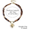 Scarf Necklace with Charm for Women Leopard Scarf Charm Necklace Vintage Bow Heart Leopard Necklaces Boho Layered Pearl Coin Necklaces Summer - 3 of 4