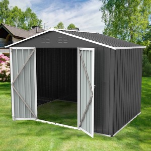 GDFStudio Blume 6x8 Apex Roof Metal Storage Shed with Hinged Door and Punched Vents - 1 of 4