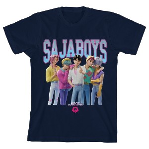 KPop Demon Hunters Saja Boys Group Short Youth Navy Blue Short Sleeve Tee - 1 of 3
