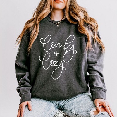 Simply Sage Market Women's Lightweight Garment Dyed Graphic Sweatshirt Comfy and Cozy Cursive