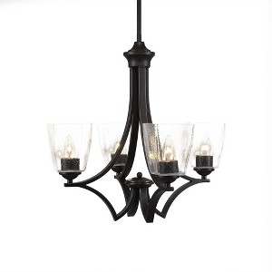 Toltec Lighting Zilo 4 - Light Chandelier in  Dark Granite with 4.5" Square Clear Bubble Shade - 1 of 1