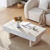 GDFStudio Juno Mid-Century Modern Faux Marble Rectangular Coffee Table with 2 Fluted Drawers - 2 of 4