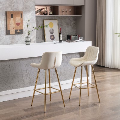 NicBex Set of 2 Bar Stools for Kitchen Island,Velvet Counter Bar Stools with Golden Legs,30 inch Bar Chairs for Dining Rooms,Kitchens Islands
