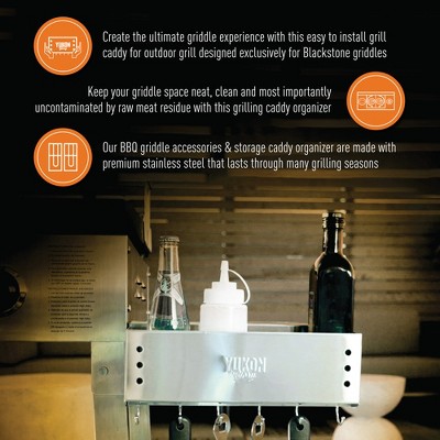 Yukon Glory Stainless Steel Griddle Caddy with Hooks