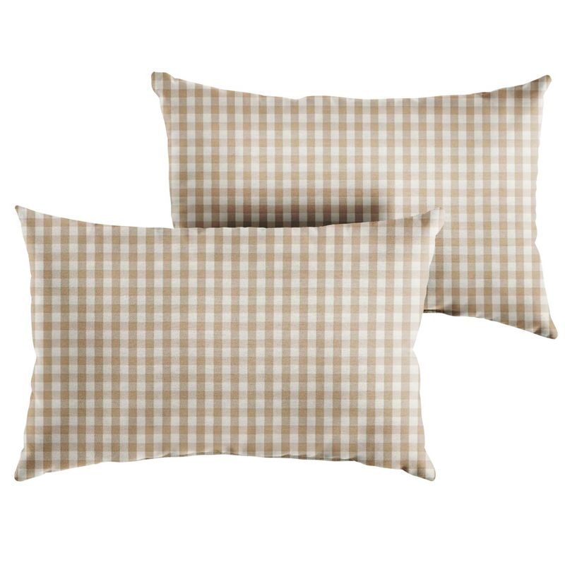 2pk Rectangle Indoor Outdoor Throw Pillows Beige/White, 1 of 3