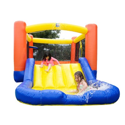 JumpOrange 9'x16' Orange Small Bounce House Water Slide with Splash Pool and Air Blower Included.