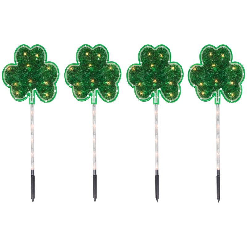 Northlight 4ct Green Shamrock St Patrick's Day Pathway Marker Lawn Stakes, Clear Lights, 1 of 4