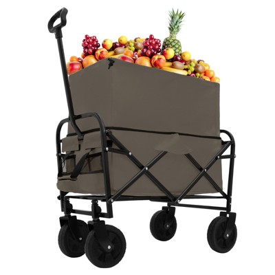 VisioGear Extention Collapsible Foldable Wagon Cart, Grocery Cart for for Camping Shopping Sports Gardeing Fishing, Green, 25.98"*17.32"*37.4"