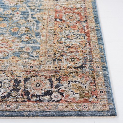 Silverado Blue and Rust Synthetic Area Rug, 5' x 8'