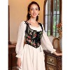 Acekool Women’s Vintage Floral Corset Lace-Up Vest, Vintage Pirate-Inspired Bustier with Embroidered Print - 4 of 4