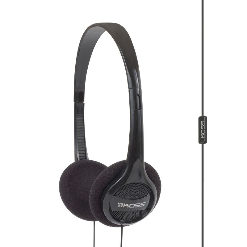 KOSS® KPH7iK On-Ear Headphones with Microphone, In-Line Remote, and Adjustable Headband, Black, 4 of 8