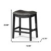 HomeRoots 26" Charcoal and Black Faux Leather and Solid Wood Backless Counter Height Bar Chair - 3 of 4