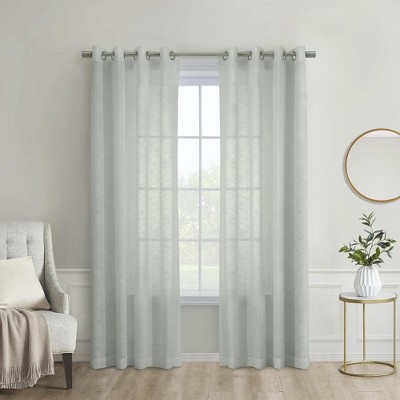 Light Gray Sheer Grommet Polyester Window Panel