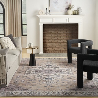 Brilliance Persian Beige Multicolor Chenille 8' x 10' Washable Rug
