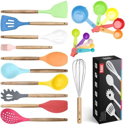 Nutrichef 10 PCS. Silicone Heat Resistant Kitchen Cooking Utensils Set - Non-Stick Baking Tools with PP Holder (Blue & Black)