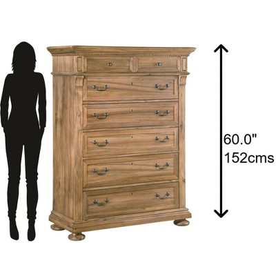 Farmhouse Beige Acacia Wood 7-Drawer Traditional Dresser