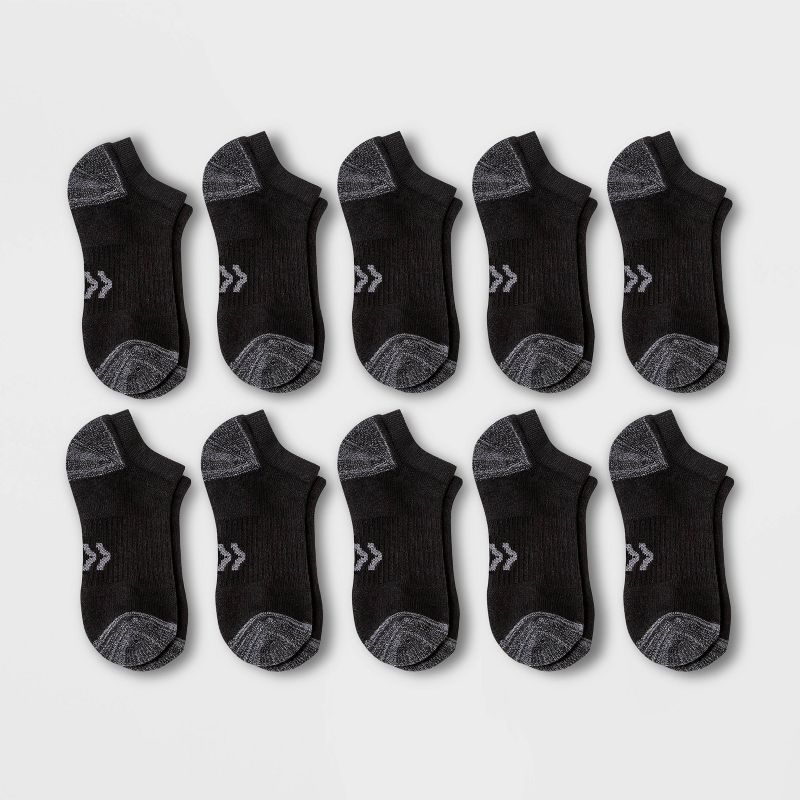 Women&#39;s Cushioned 10+1 Bonus Pack No Show Athletic Socks - All In Motion&#8482; Black 4-10, 1 of 5