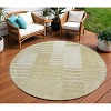 Beige And Ivory Striped Washable Indoor Outdoor Area Rug - 2 of 4
